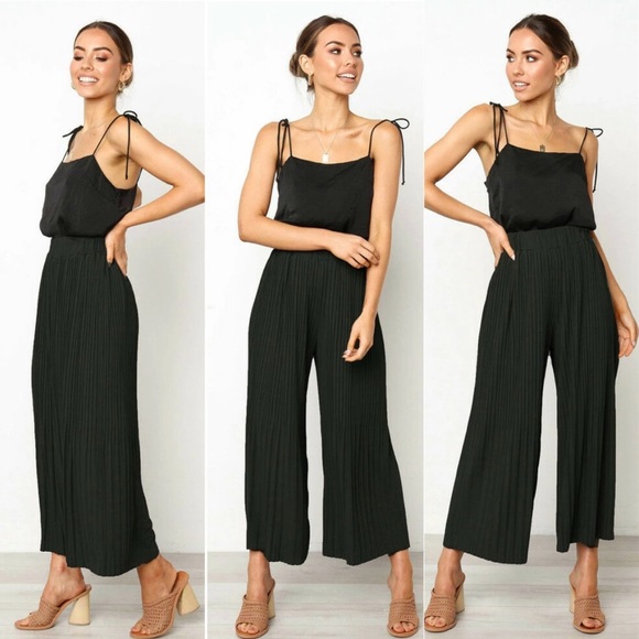PAULINA- Pleated Wide Leg Pants - Picture 2 of 3